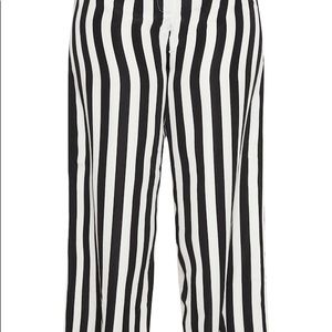 Black & White Striped Wide Leg Pants